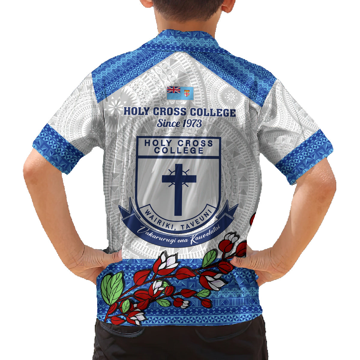 Fiji Holy Cross College Family Matching Long Sleeve Bodycon Dress and Hawaiian Shirt Happy 50th Anniversary Fijian Tagimoucia Tapa Pattern LT14 - Polynesian Pride