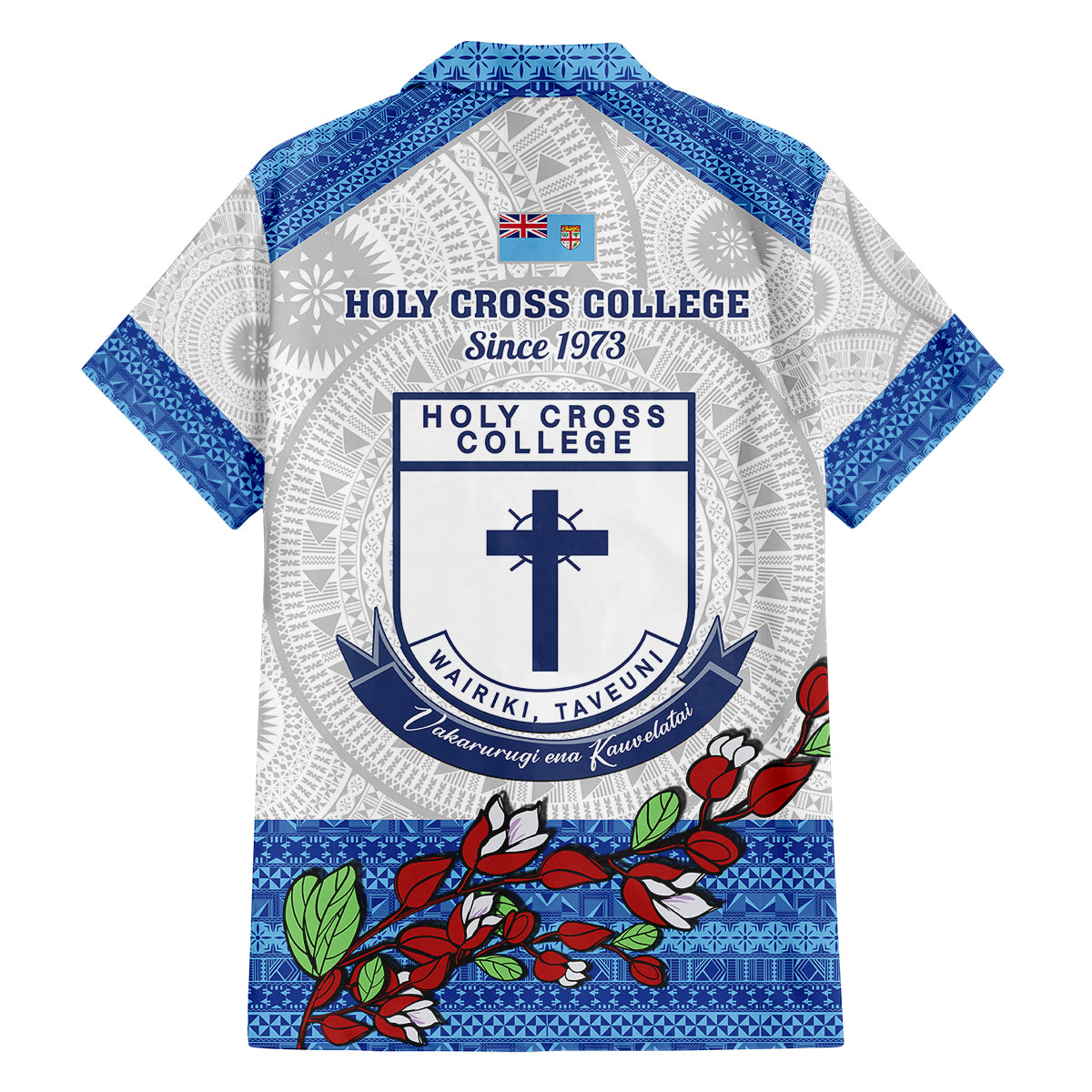 Fiji Holy Cross College Family Matching Long Sleeve Bodycon Dress and Hawaiian Shirt Happy 50th Anniversary Fijian Tagimoucia Tapa Pattern LT14 - Polynesian Pride