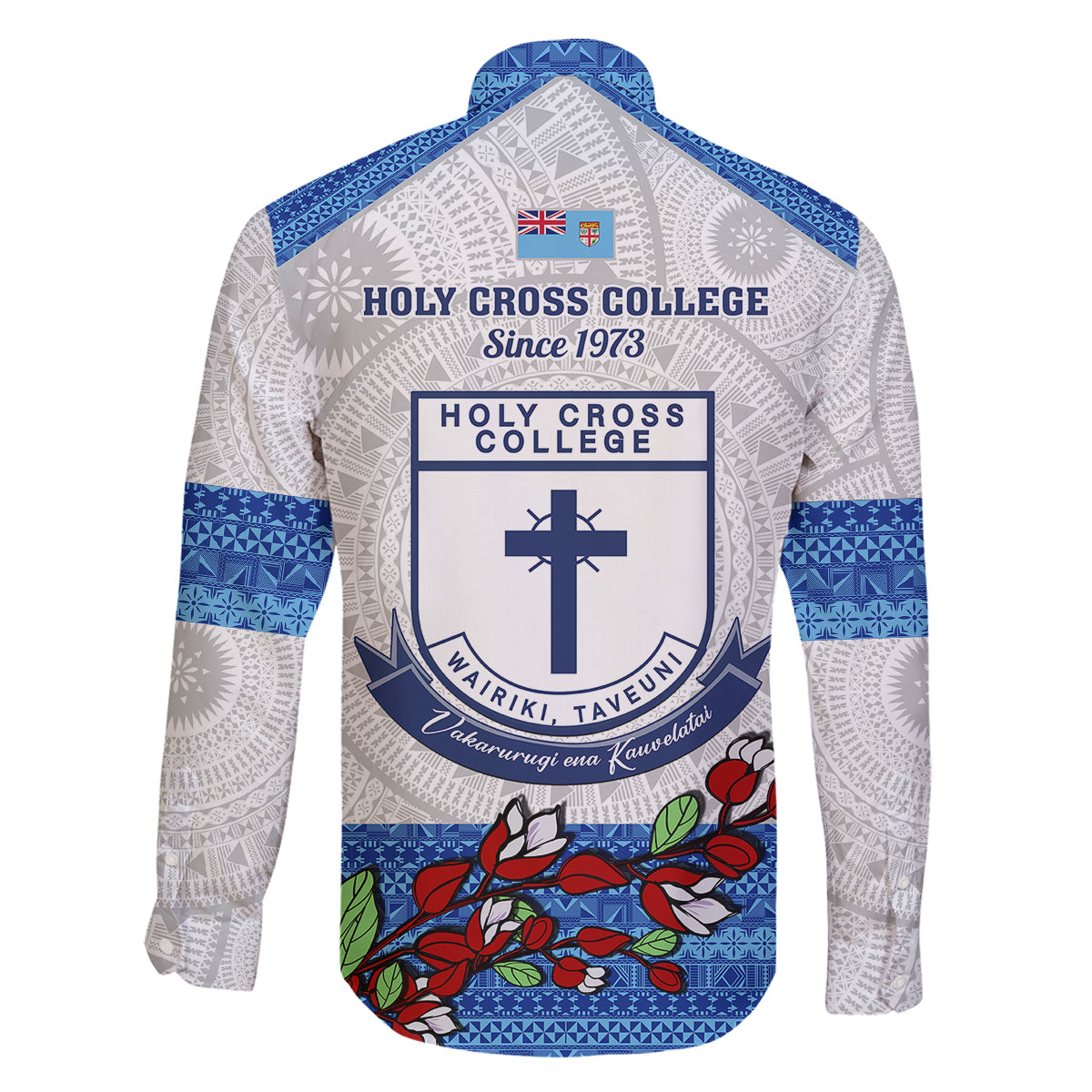 Fiji Holy Cross College Family Matching Long Sleeve Bodycon Dress and Hawaiian Shirt Happy 50th Anniversary Fijian Tagimoucia Tapa Pattern LT14 - Polynesian Pride