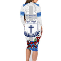 Fiji Holy Cross College Family Matching Long Sleeve Bodycon Dress and Hawaiian Shirt Happy 50th Anniversary Fijian Tagimoucia Tapa Pattern LT14 - Polynesian Pride