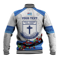 Personalised Fiji Holy Cross College Baseball Jacket Happy 50th Anniversary Fijian Tagimoucia Tapa Pattern LT14 - Polynesian Pride