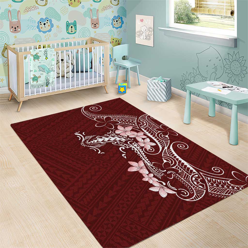 Oxblood Hawaii Area Rug Hammerhead Shark Tattoo Curve Polynesian - Polynesian Pride