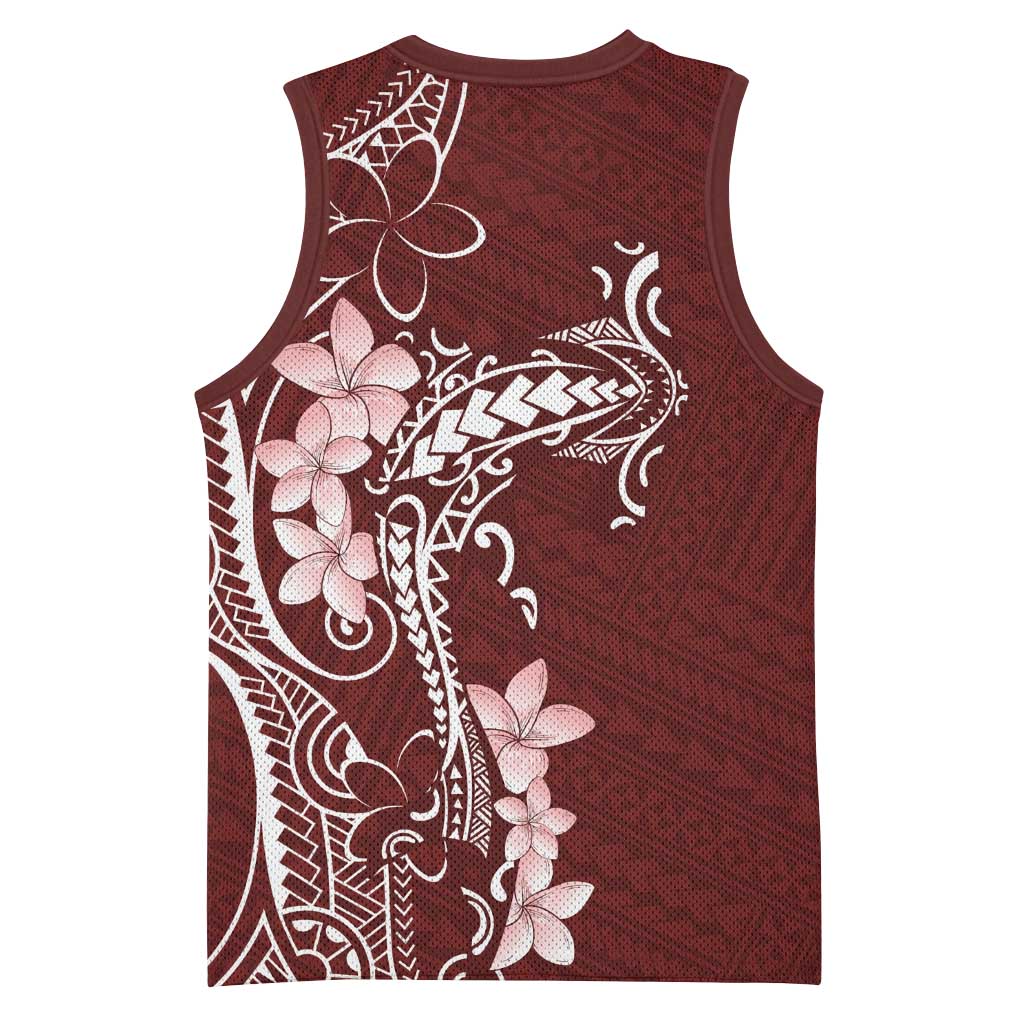 Oxblood Hawaii Basketball Jersey Hammerhead Shark Tattoo Curve Polynesian - Polynesian Pride