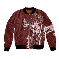 Oxblood Hawaii Bomber Jacket Hammerhead Shark Tattoo Curve Polynesian - Polynesian Pride