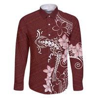 Oxblood Hawaii Family Matching Long Sleeve Bodycon Dress and Hawaiian Shirt Hammerhead Shark Tattoo Curve Polynesian - Polynesian Pride