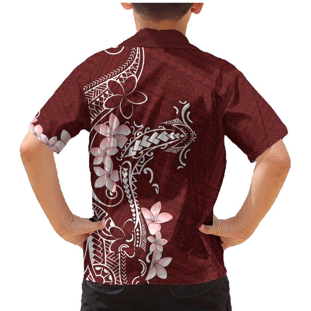 Oxblood Hawaii Family Matching Mermaid Dress and Hawaiian Shirt Hammerhead Shark Tattoo Curve Polynesian - Polynesian Pride