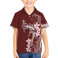 Oxblood Hawaii Family Matching Short Sleeve Bodycon Dress and Hawaiian Shirt Hammerhead Shark Tattoo Curve Polynesian - Polynesian Pride