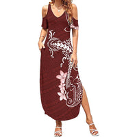 Oxblood Hawaii Family Matching Summer Maxi Dress and Hawaiian Shirt Hammerhead Shark Tattoo Curve Polynesian - Polynesian Pride