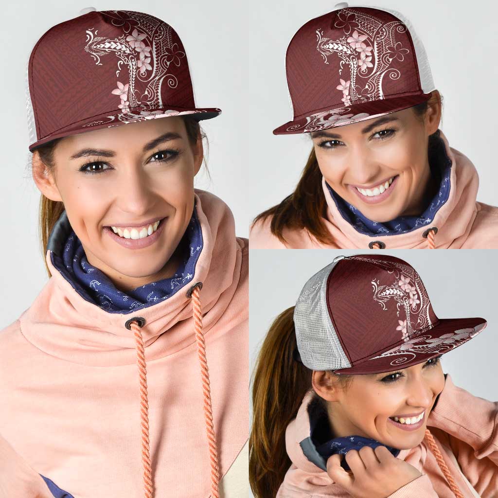 Oxblood Hawaii Mesh Trucker Cap Hammerhead Shark Tattoo Curve Polynesian - Polynesian Pride