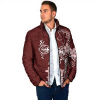 Oxblood Hawaii Padded Jacket Hammerhead Shark Tattoo Curve Polynesian - Polynesian Pride