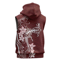 Oxblood Hawaii Sleeveless Hoodie Hammerhead Shark Tattoo Curve Polynesian - Polynesian Pride