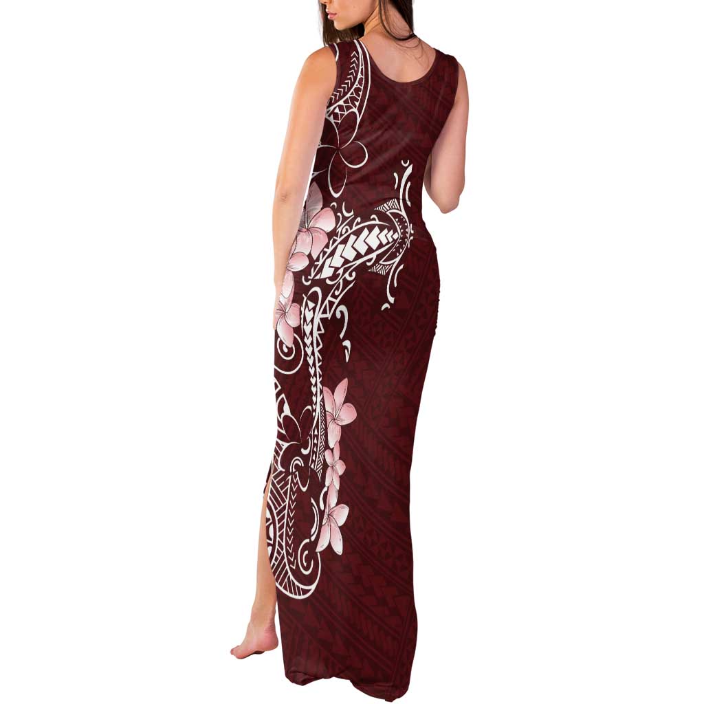 Oxblood Hawaii Tank Maxi Dress Hammerhead Shark Tattoo Curve Polynesian - Polynesian Pride