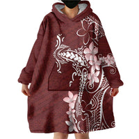 Oxblood Hawaii Wearable Blanket Hoodie Hammerhead Shark Tattoo Curve Polynesian - Polynesian Pride