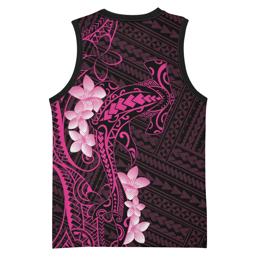 Pink Hawaii Basketball Jersey Hammerhead Shark Tattoo Curve Polynesian - Polynesian Pride