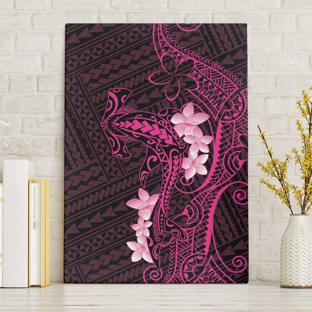 Pink Hawaii Canvas Wall Art Hammerhead Shark Tattoo Curve Polynesian - Polynesian Pride