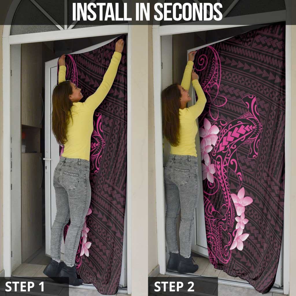 Pink Hawaii Door Cover Hammerhead Shark Tattoo Curve Polynesian - Polynesian Pride