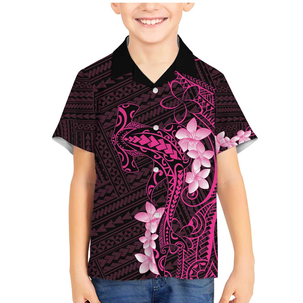 Pink Hawaii Family Matching Mermaid Dress and Hawaiian Shirt Hammerhead Shark Tattoo Curve Polynesian - Polynesian Pride