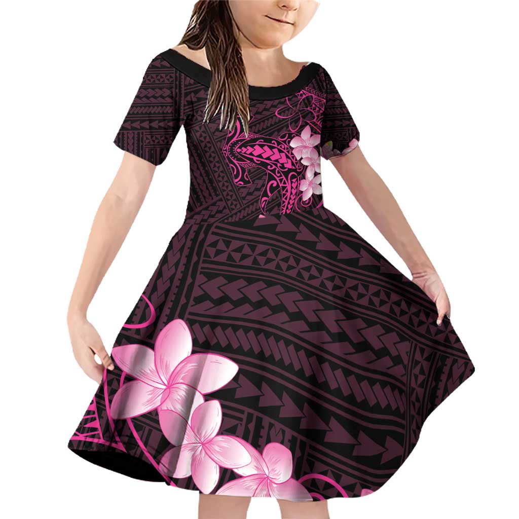 Pink Hawaii Family Matching Off Shoulder Short Dress and Hawaiian Shirt Hammerhead Shark Tattoo Curve Polynesian - Polynesian Pride