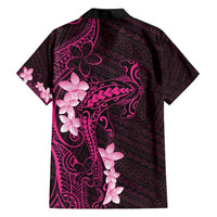 Pink Hawaii Family Matching Short Sleeve Bodycon Dress and Hawaiian Shirt Hammerhead Shark Tattoo Curve Polynesian - Polynesian Pride