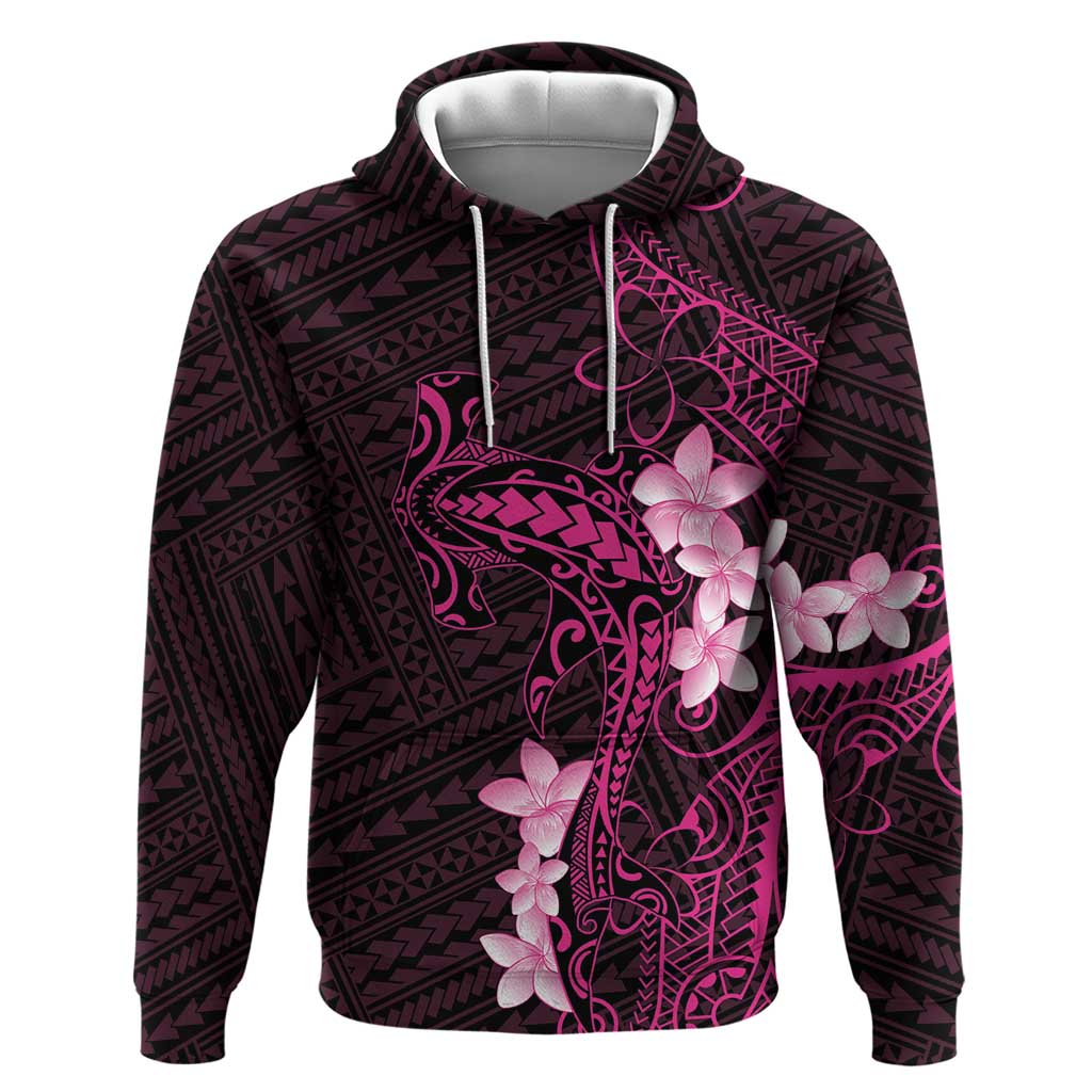 Pink Hawaii Hoodie Hammerhead Shark Tattoo Curve Polynesian - Polynesian Pride