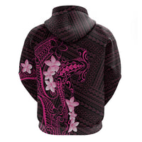 Pink Hawaii Hoodie Hammerhead Shark Tattoo Curve Polynesian - Polynesian Pride