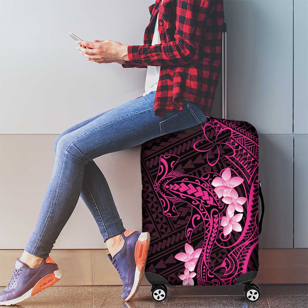 Pink Hawaii Luggage Cover Hammerhead Shark Tattoo Curve Polynesian - Polynesian Pride