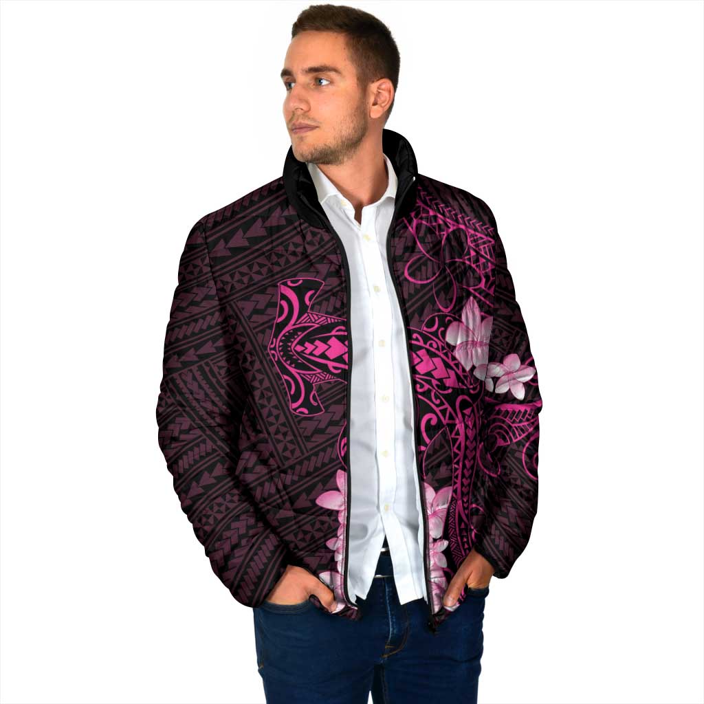 Pink Hawaii Padded Jacket Hammerhead Shark Tattoo Curve Polynesian - Polynesian Pride