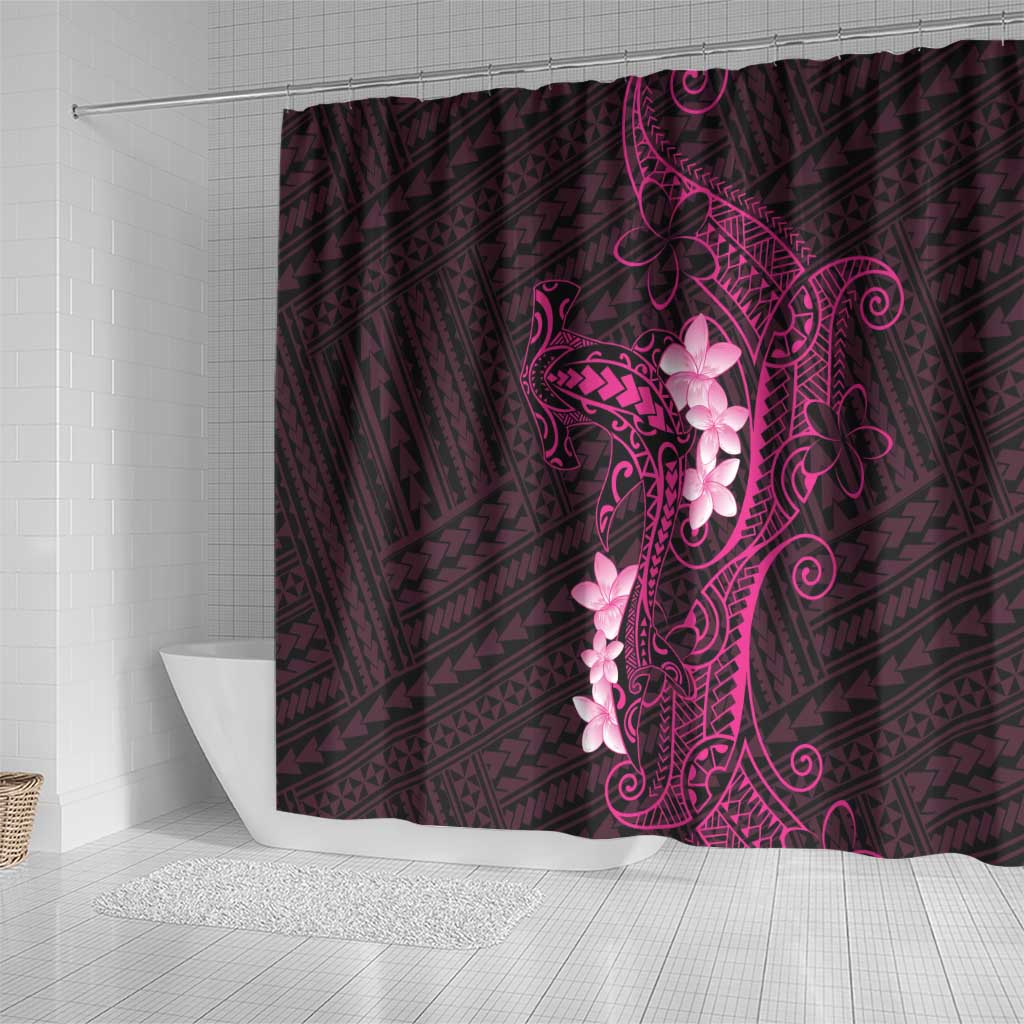 Pink Hawaii Shower Curtain Hammerhead Shark Tattoo Curve Polynesian - Polynesian Pride