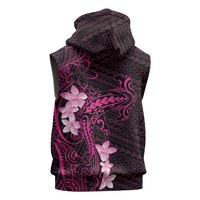 Pink Hawaii Sleeveless Zip Hoodie Hammerhead Shark Tattoo Curve Polynesian - Polynesian Pride