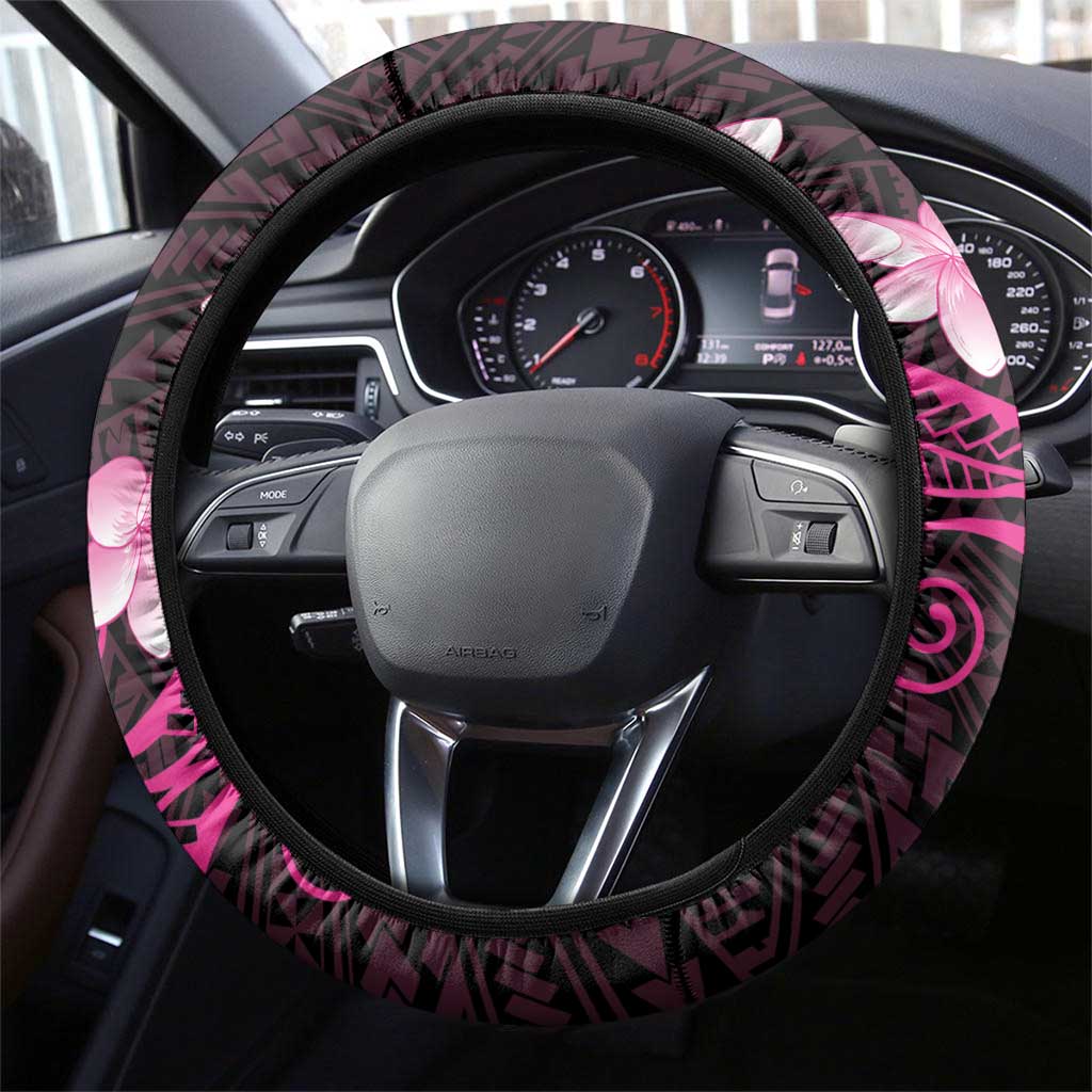 Pink Hawaii Steering Wheel Cover Hammerhead Shark Tattoo Curve Polynesian - Polynesian Pride