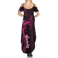 Pink Hawaii Summer Maxi Dress Hammerhead Shark Tattoo Curve Polynesian - Polynesian Pride