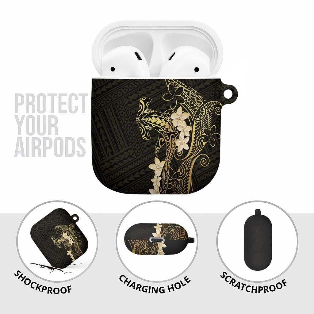 Black and Gold Hawaii AirPods Case Hammerhead Shark Tattoo Curve Polynesian - Polynesian Pride
