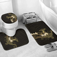 Black and Gold Hawaii Bathroom Set Hammerhead Shark Tattoo Curve Polynesian - Polynesian Pride