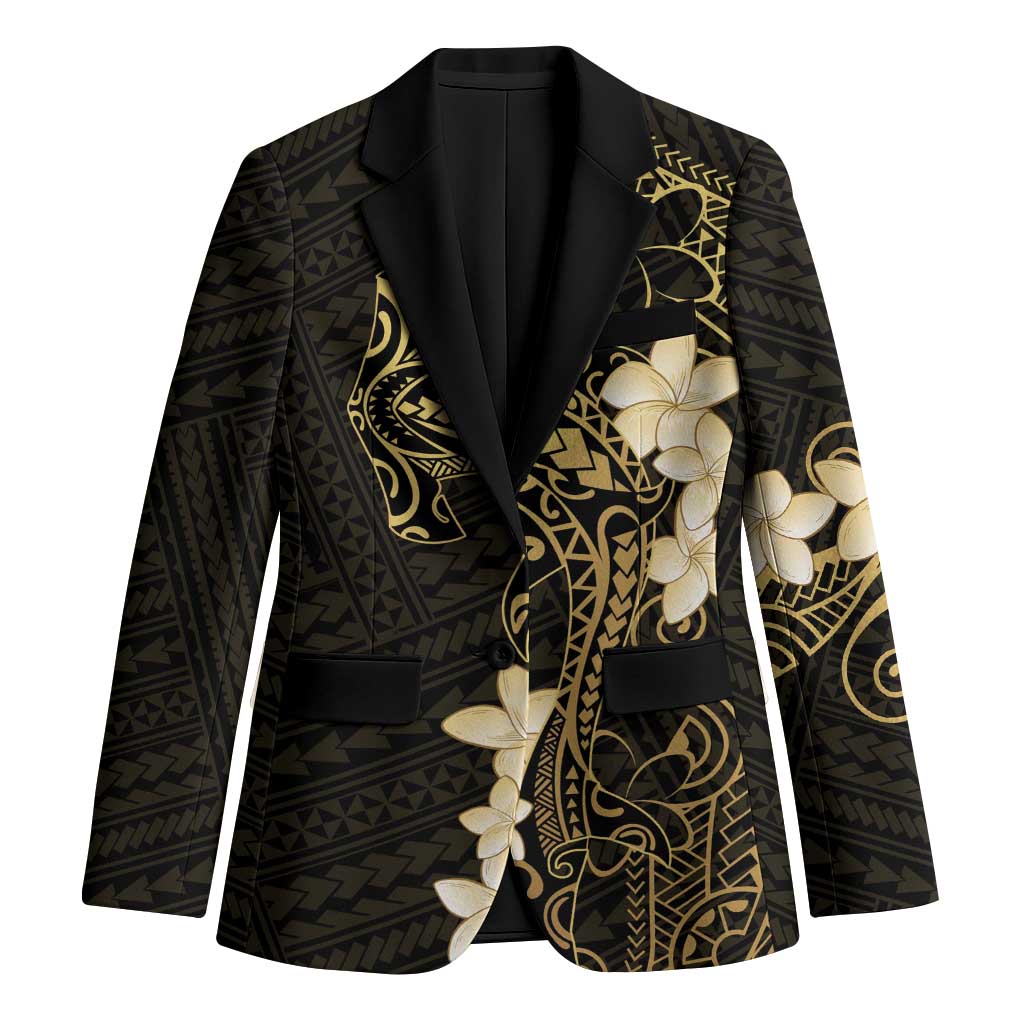 Black and Gold Hawaii Blazer Hammerhead Shark Tattoo Curve Polynesian - Polynesian Pride