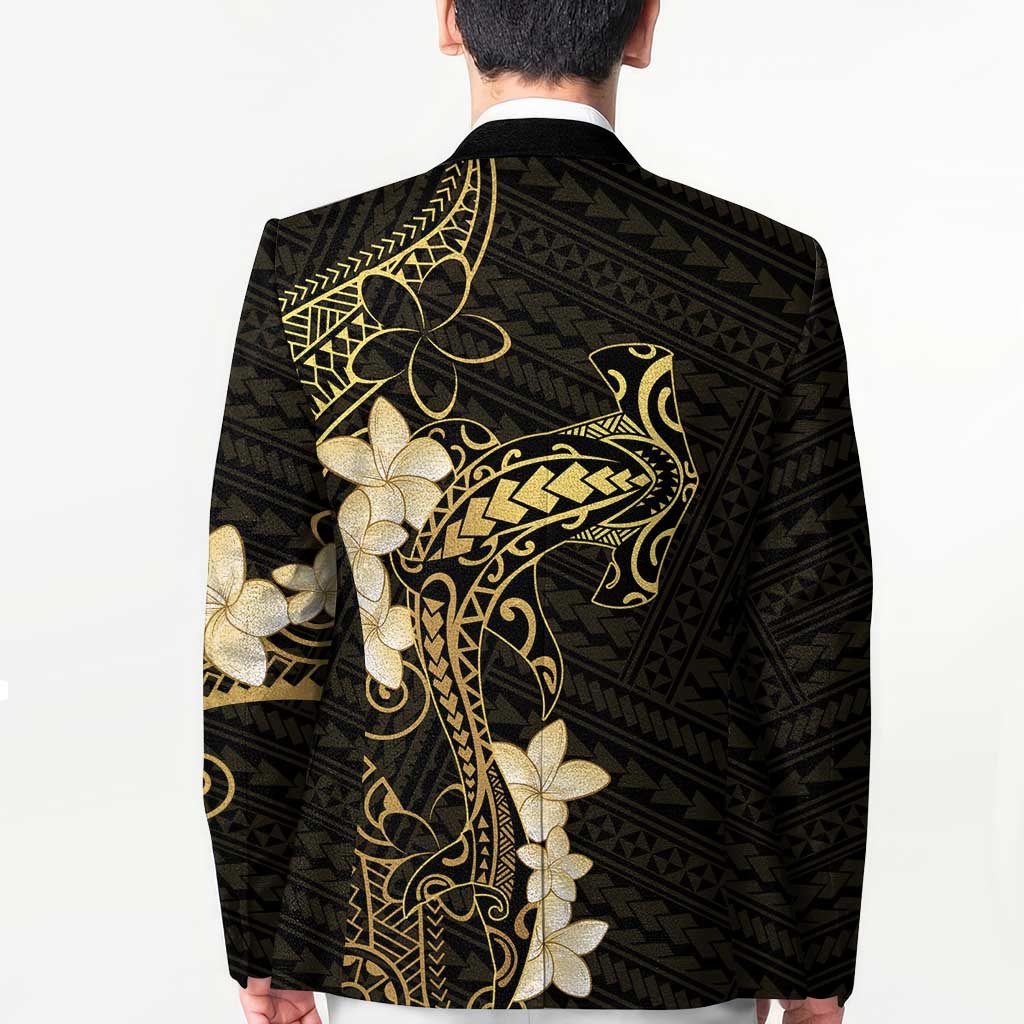 Black and Gold Hawaii Blazer Hammerhead Shark Tattoo Curve Polynesian - Polynesian Pride