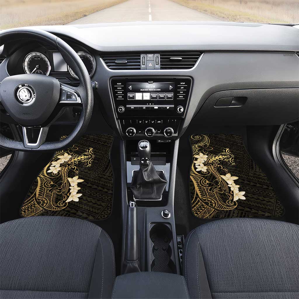 Black and Gold Hawaii Car Mats Hammerhead Shark Tattoo Curve Polynesian - Polynesian Pride