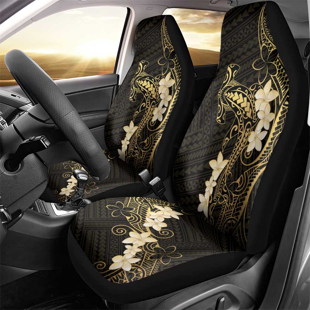 Black and Gold Hawaii Car Seat Cover Hammerhead Shark Tattoo Curve Polynesian - Polynesian Pride