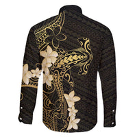 Black and Gold Hawaii Family Matching Mermaid Dress and Hawaiian Shirt Hammerhead Shark Tattoo Curve Polynesian - Polynesian Pride