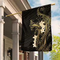 Black and Gold Hawaii Garden Flag Hammerhead Shark Tattoo Curve Polynesian - Polynesian Pride