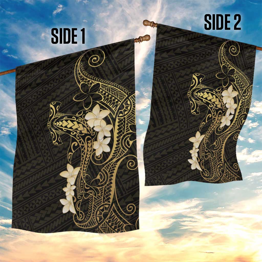 Black and Gold Hawaii Garden Flag Hammerhead Shark Tattoo Curve Polynesian - Polynesian Pride