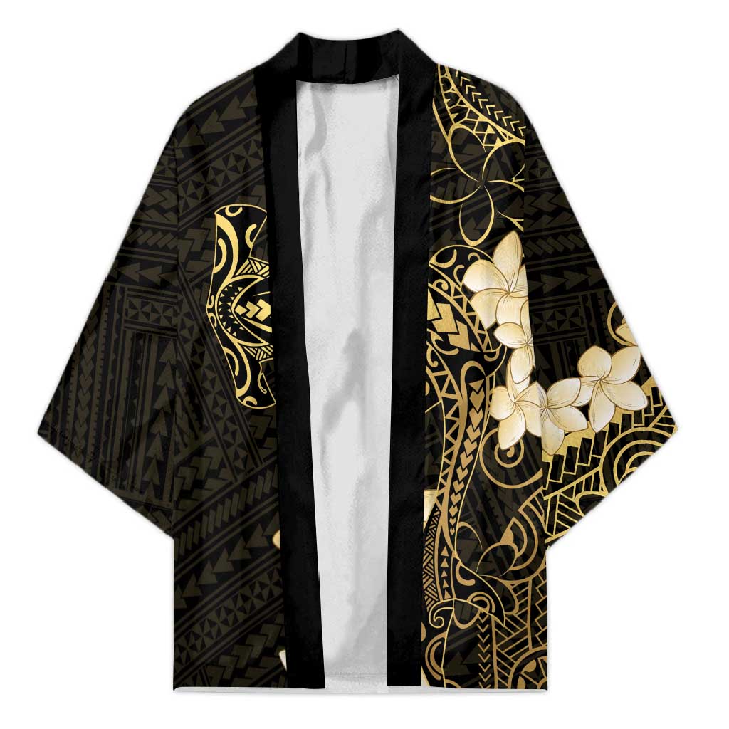 Black and Gold Hawaii Kimono Hammerhead Shark Tattoo Curve Polynesian - Polynesian Pride