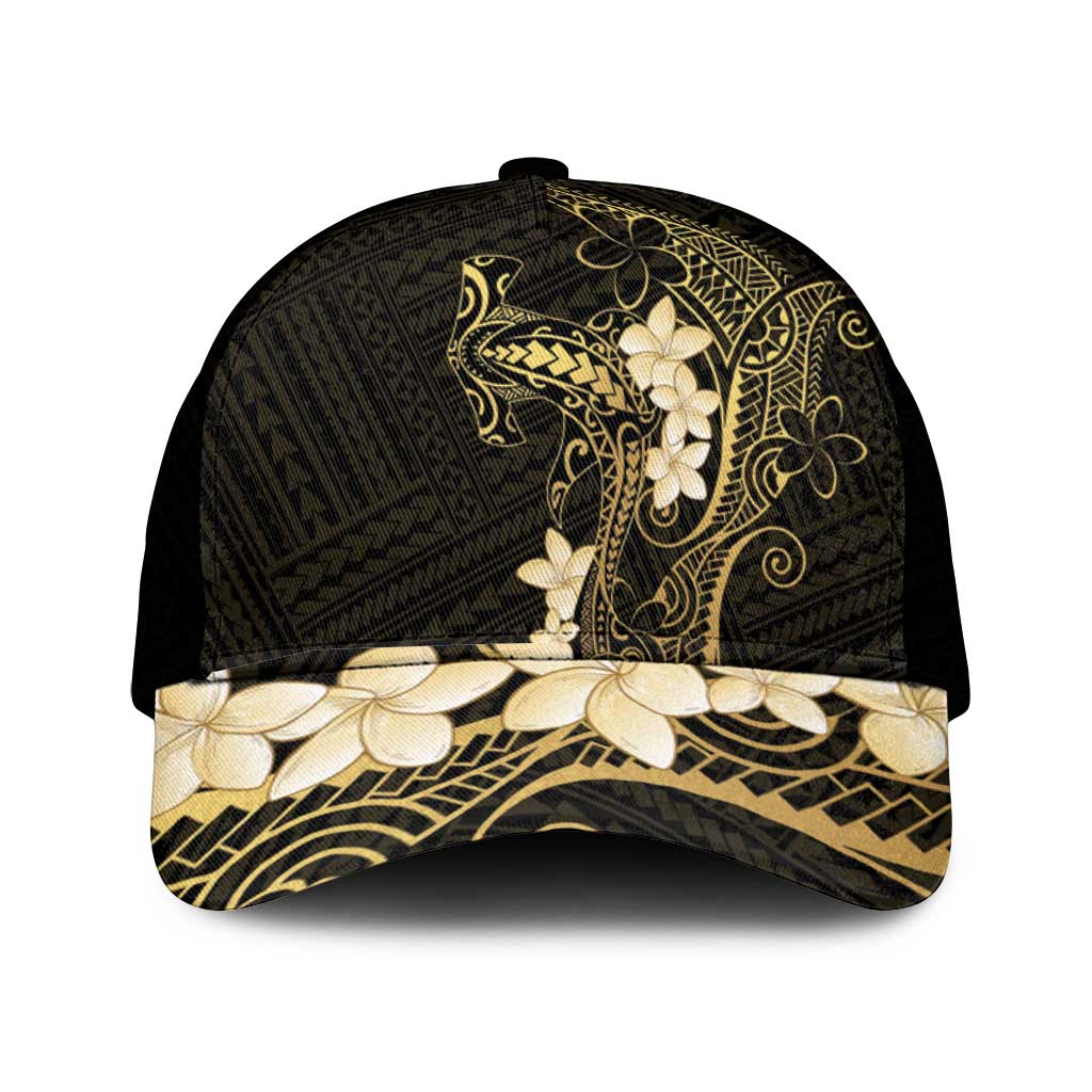 Black and Gold Hawaii Mesh Trucker Cap Hammerhead Shark Tattoo Curve Polynesian - Polynesian Pride