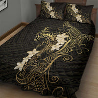 Black and Gold Hawaii Quilt Bed Set Hammerhead Shark Tattoo Curve Polynesian - Polynesian Pride