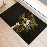 Black and Gold Hawaii Rubber Doormat Hammerhead Shark Tattoo Curve Polynesian - Polynesian Pride