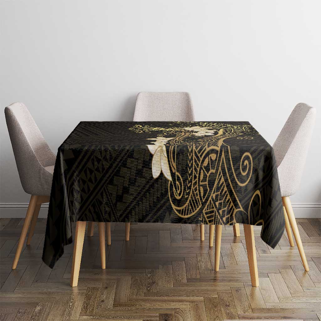 Black and Gold Hawaii Tablecloth Hammerhead Shark Tattoo Curve Polynesian - Polynesian Pride