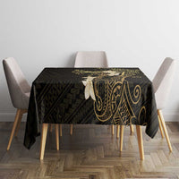 Black and Gold Hawaii Tablecloth Hammerhead Shark Tattoo Curve Polynesian - Polynesian Pride