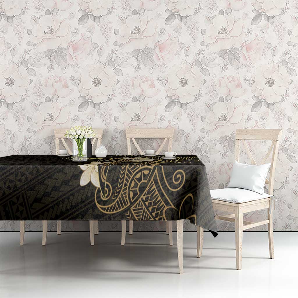 Black and Gold Hawaii Tablecloth Hammerhead Shark Tattoo Curve Polynesian - Polynesian Pride