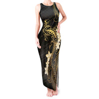 Black and Gold Hawaii Tank Maxi Dress Hammerhead Shark Tattoo Curve Polynesian - Polynesian Pride