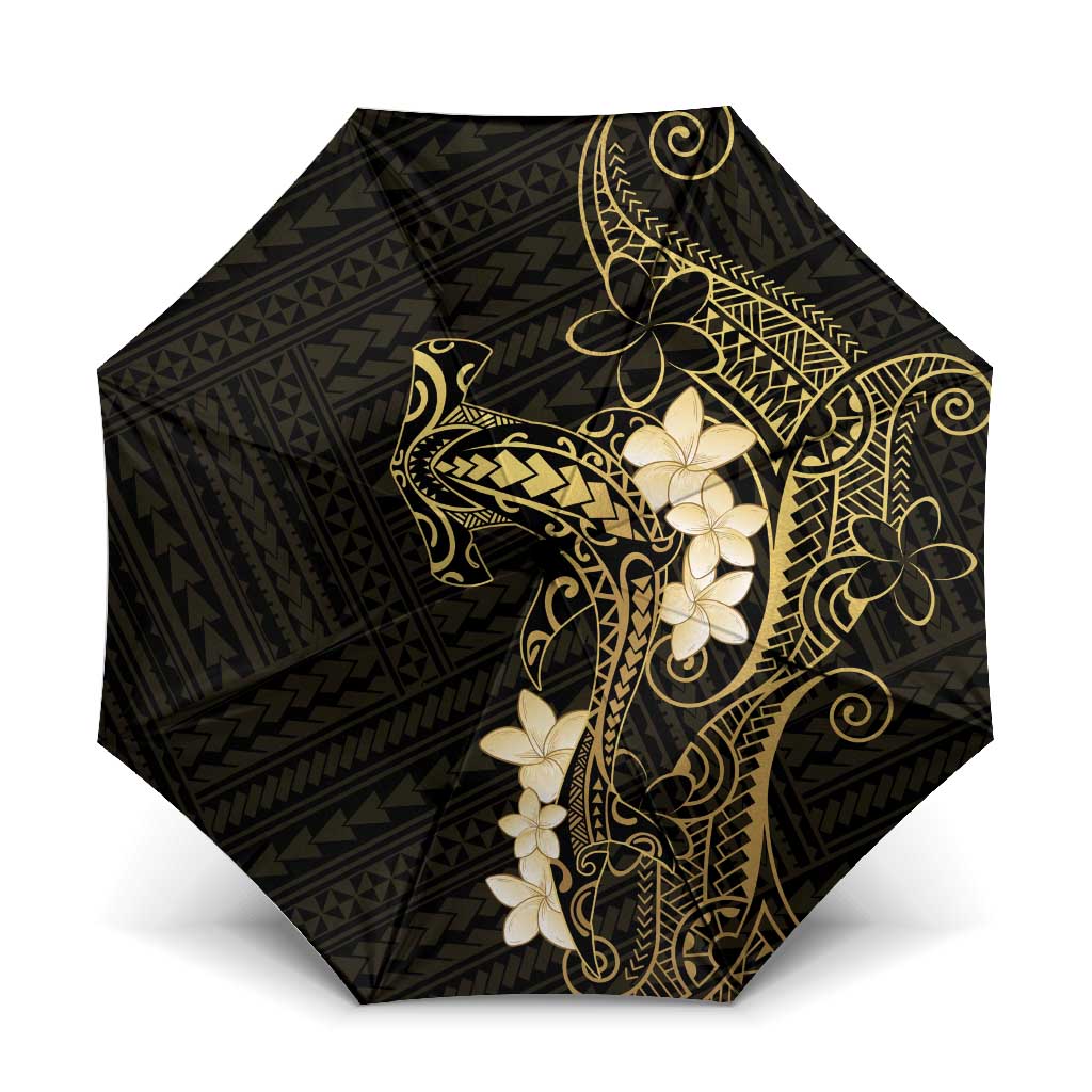 Black and Gold Hawaii Umbrella Hammerhead Shark Tattoo Curve Polynesian - Polynesian Pride