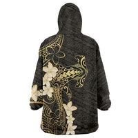 Black and Gold Hawaii Wearable Blanket Hoodie Hammerhead Shark Tattoo Curve Polynesian - Polynesian Pride